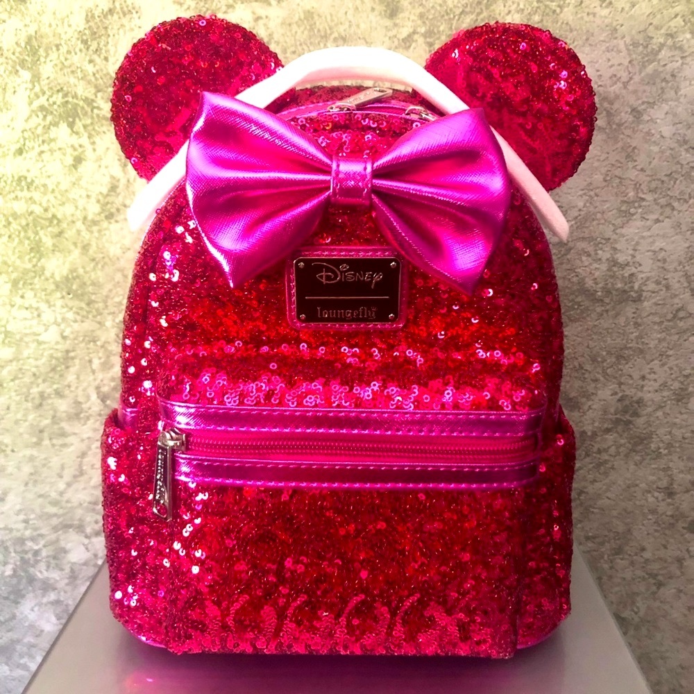 💝HOT PINK SEQUIN Minnie loungefly